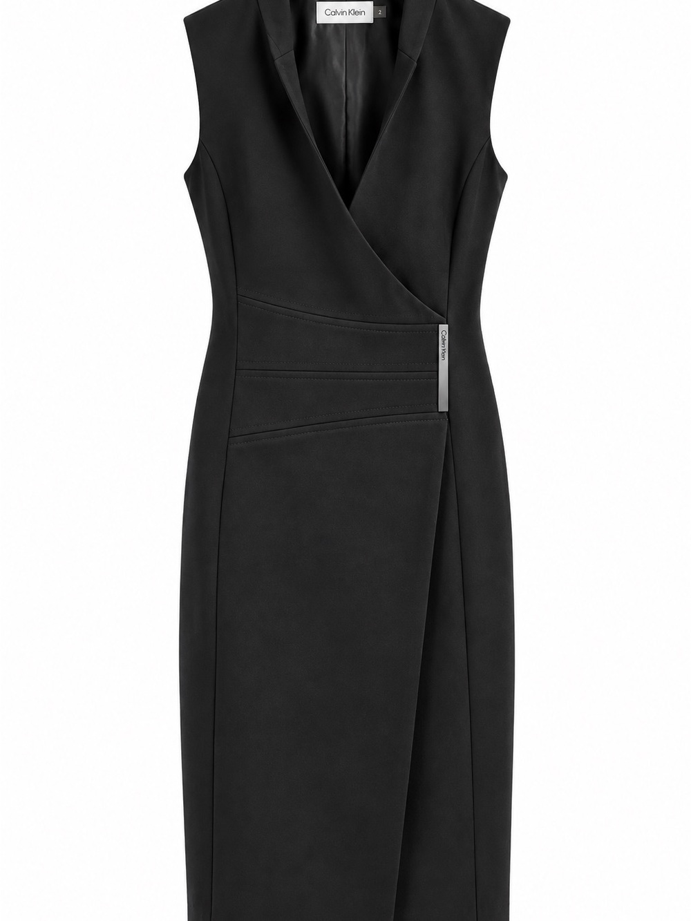 Calvin Klein Black Sleeveless Wrap Vest with Logo Placket